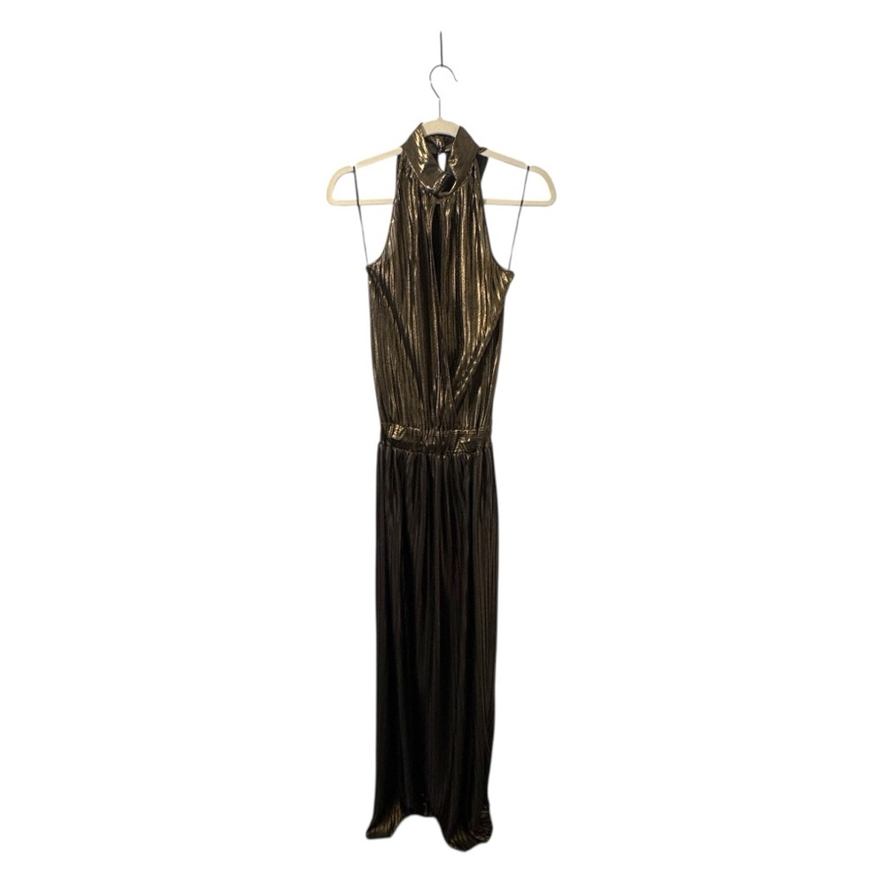 Brand New, Neverworn Torn by Ronny Kobo Gold Pleated Maxi Dress, XS